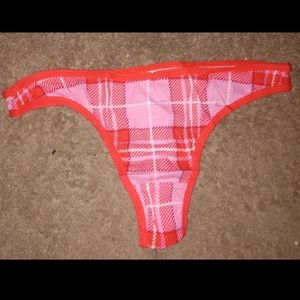 Knotty Knickers- Red & Pink Plaid Cotton Thong-L